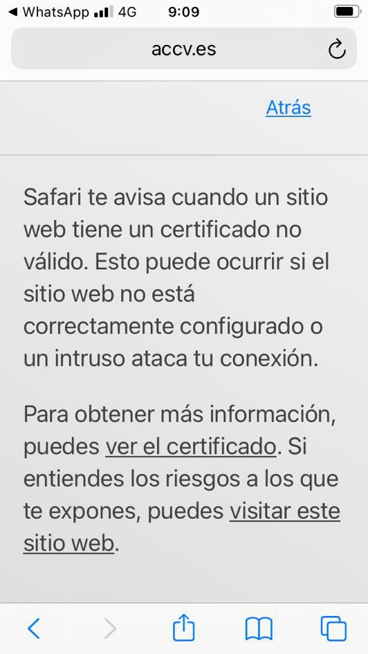 iOS aviso certificado no válido