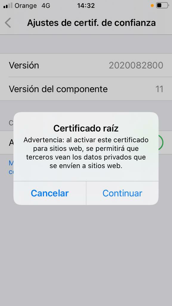 iOS Activar Certificado